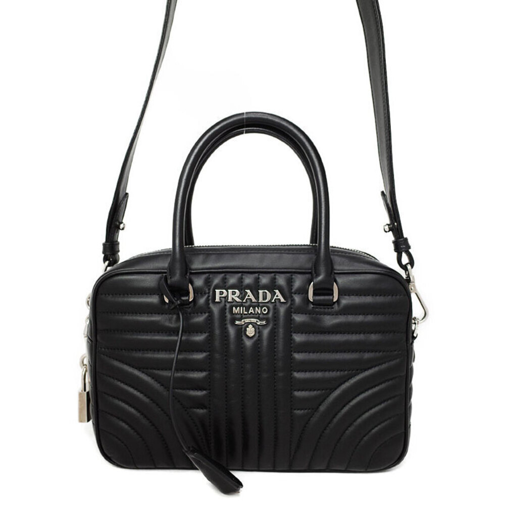 Prada Diagramme Soft Calfskin Shoulder Bag black